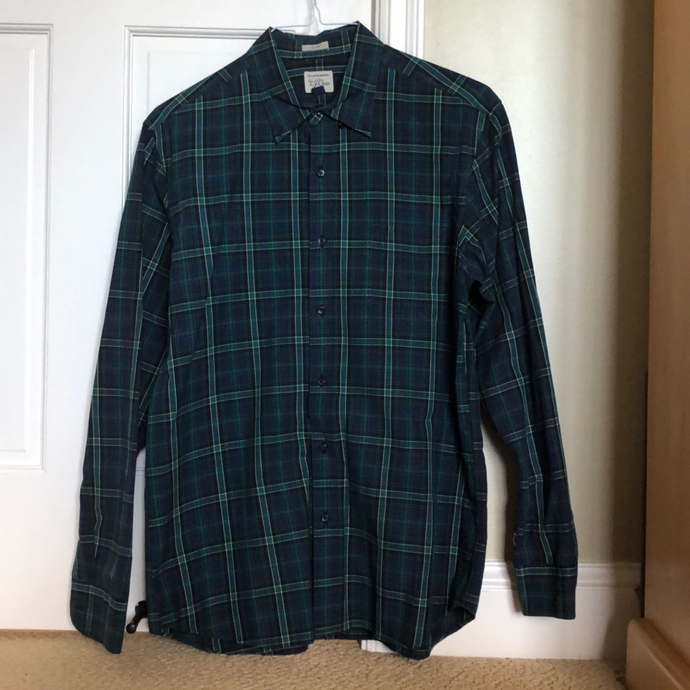 Men’s Blue and Green JCrew Button-Down
